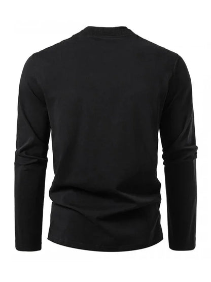 Men Crew-Neck Long-Sleeves T-Shirt – Stretchable - White -Guocali