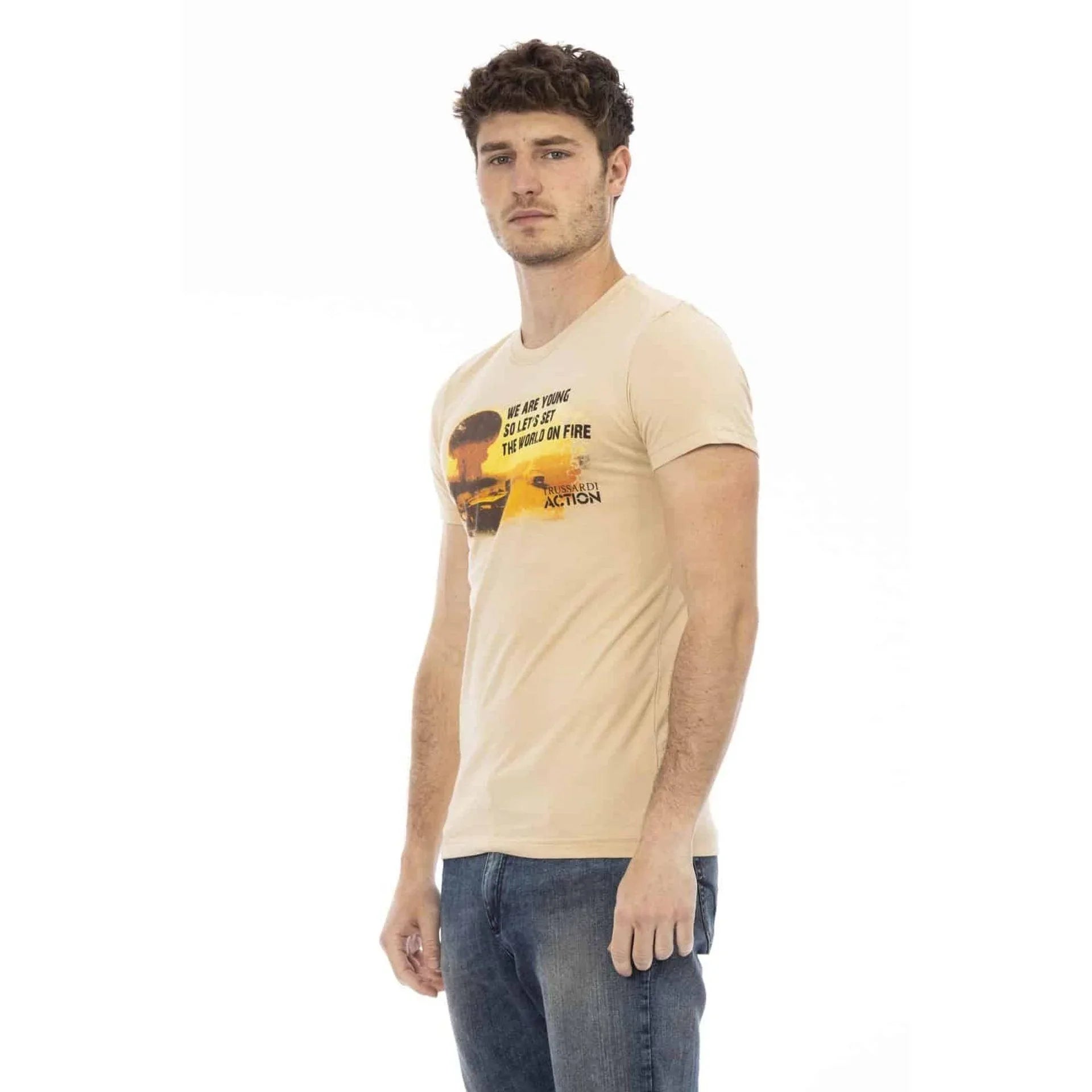 Men Crew-Neck Short-Sleeves T-Shirt – Breathable - Brown -Guocali