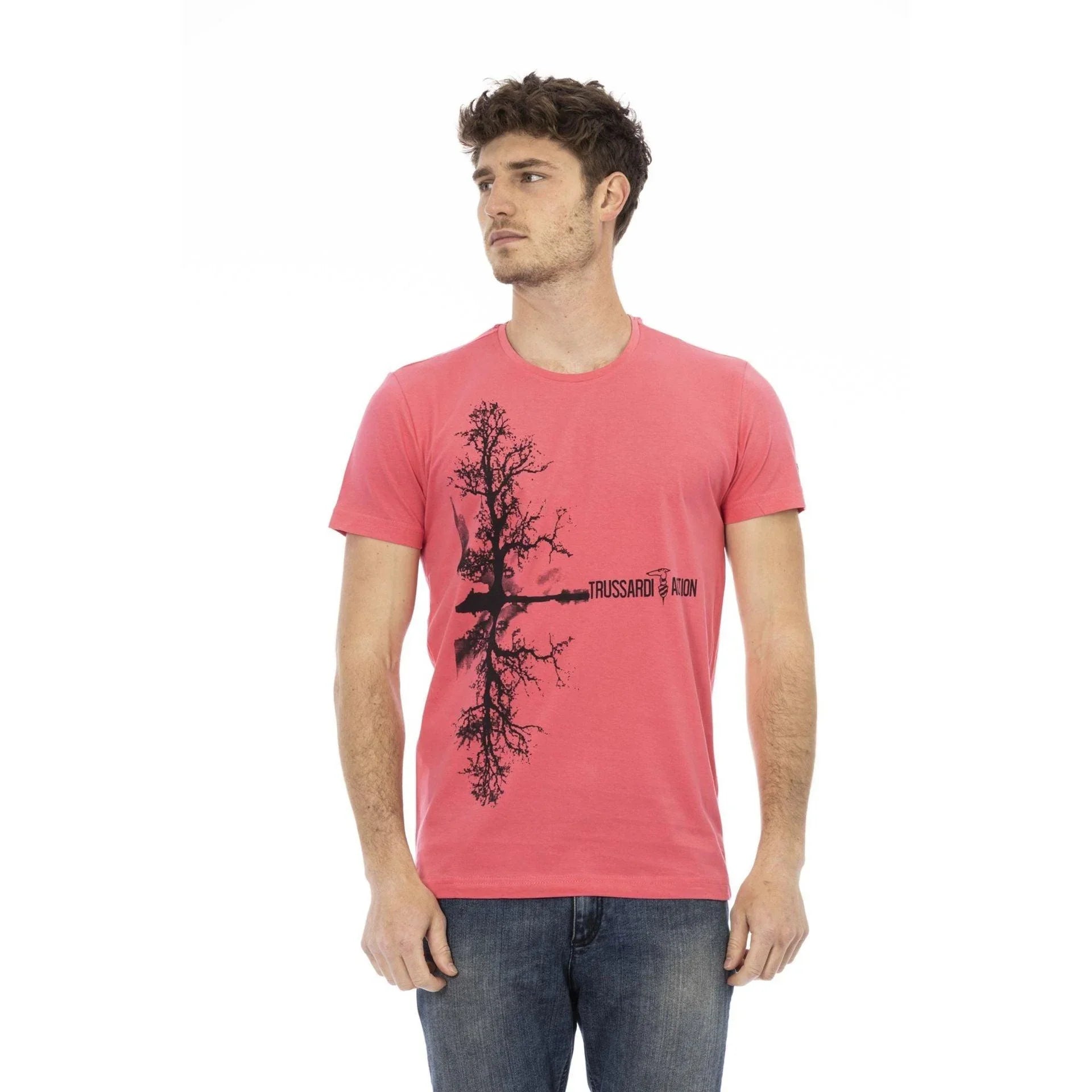 Men Crew-Neck Short-Sleeves T-Shirt – Breathable - Pink -Guocali