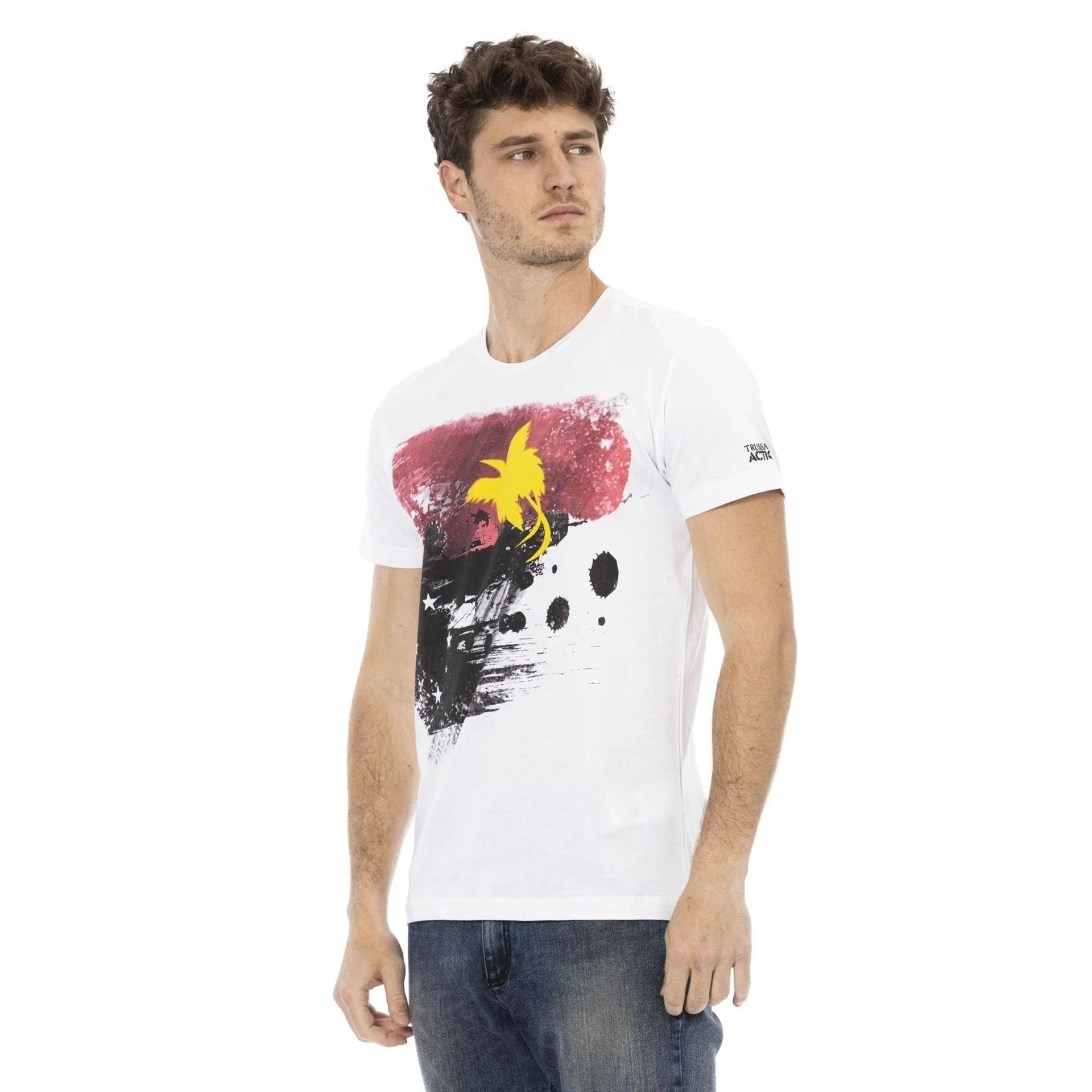 Men Crew-Neck Short-Sleeves T-Shirt – Breathable, Red, Yellow, Black