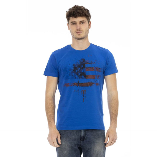 Men Crew-Neck Short-Sleeves T-Shirt – Lightweight - Blue, Navy -Guocali