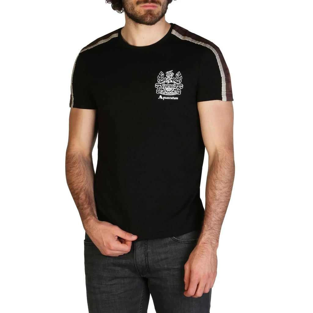 Men Crew-Neck Short-Sleeves T-Shirt – Stretchable - Black -Guocali