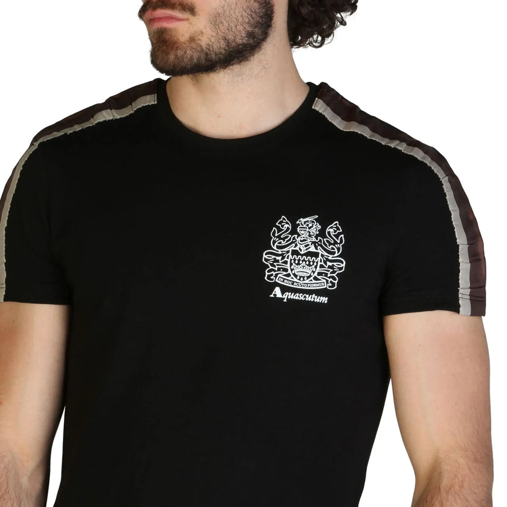 Men Crew-Neck Short-Sleeves T-Shirt – Stretchable - Black -Guocali