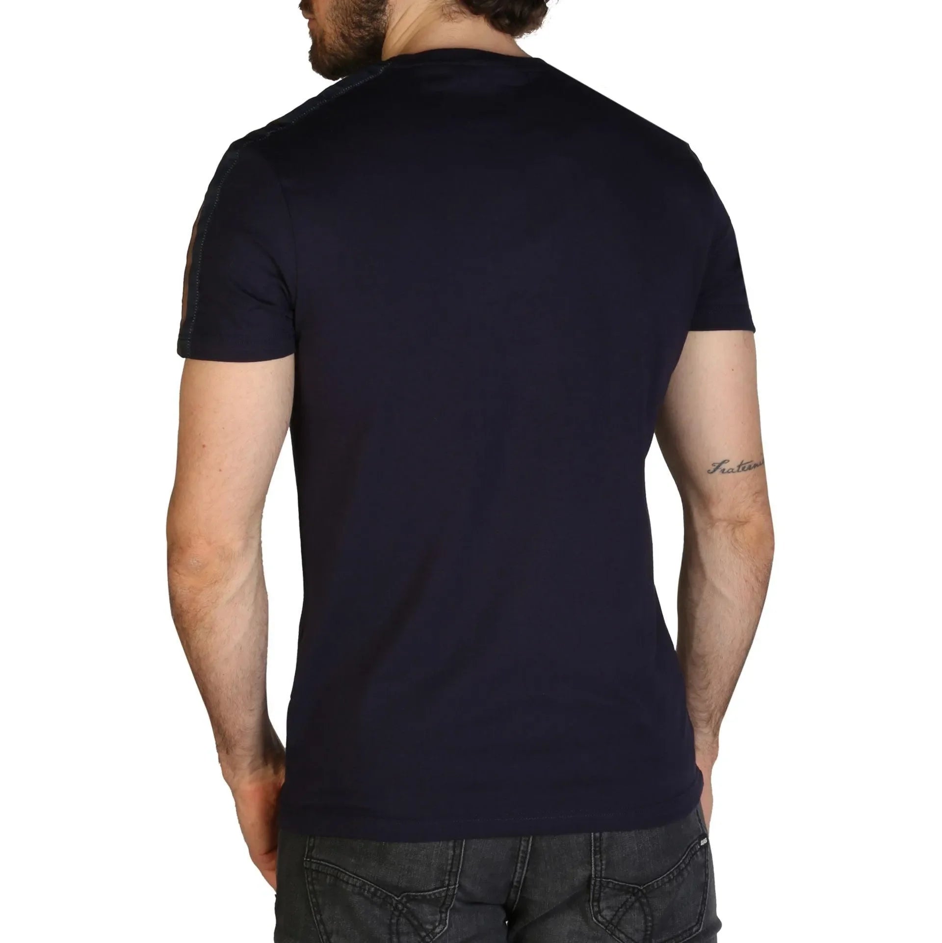 Men Crew-Neck Short-Sleeves T-Shirt – Stretchable - Navy -Guocali