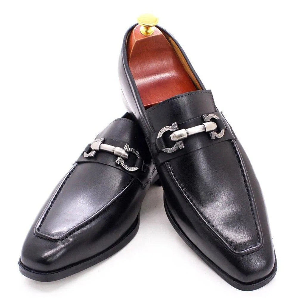 Men Horse Bit Dress Loafers - Slip-On Formal Dress Shoes