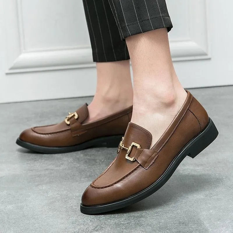 Men Horse Bit Dress Loafers - Slip-On Formal Dress Shoes