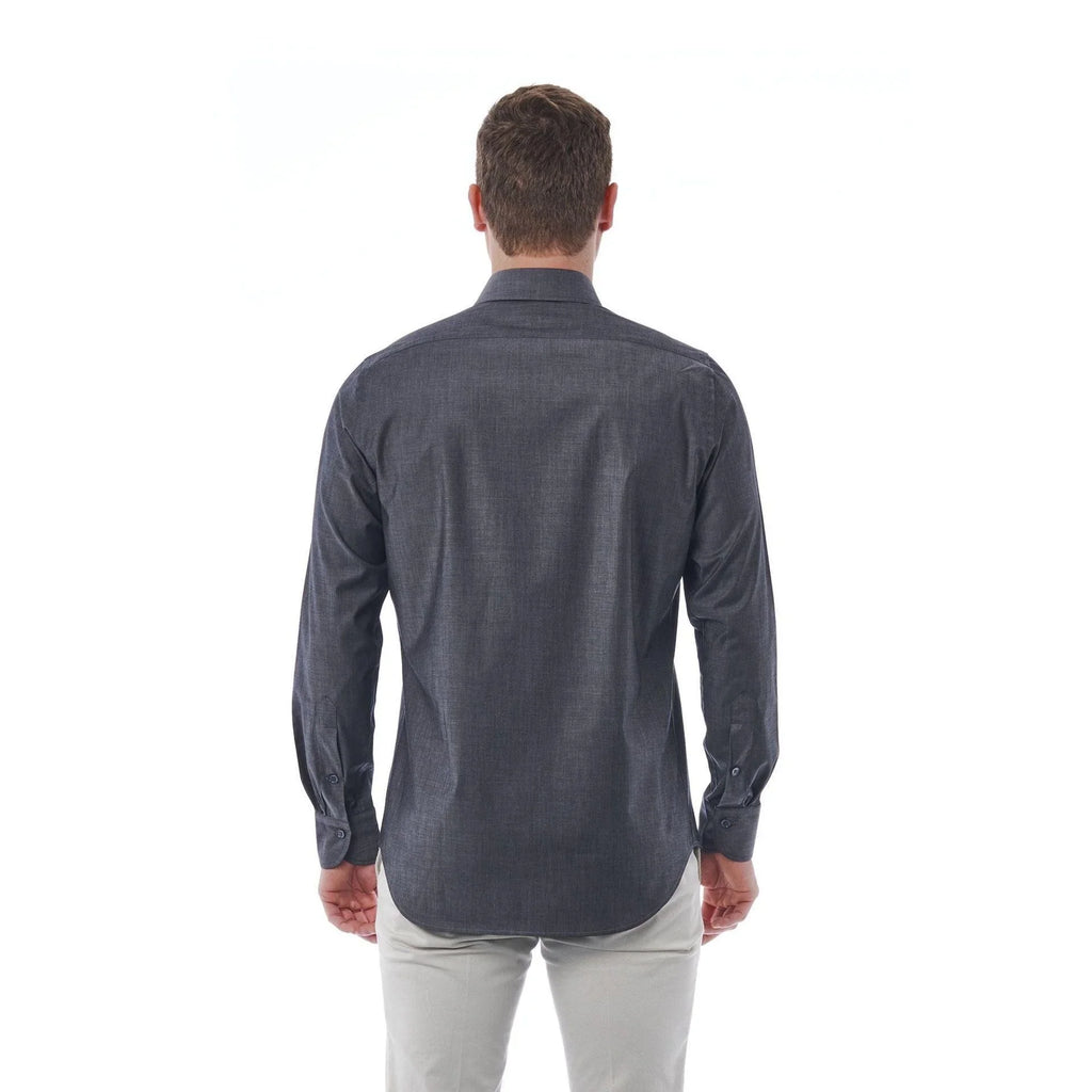 Men Long Sleeves Cotton Dress Shirt – Stretchable - Gray -Guocali