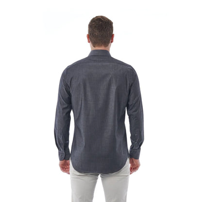 Men Long Sleeves Cotton Dress Shirt – Stretchable - Gray -Guocali