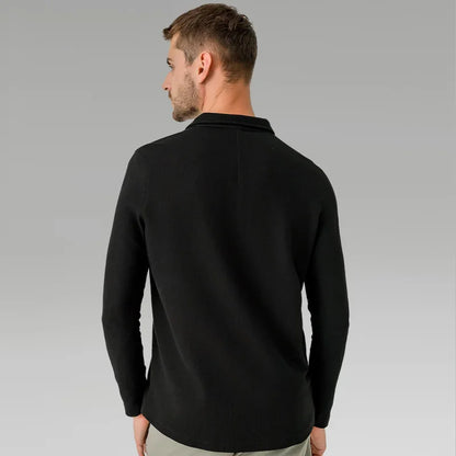 Men Long Sleeves Cotton Regular Fit Polo Shirt – Stretchable - Beige -Guocali