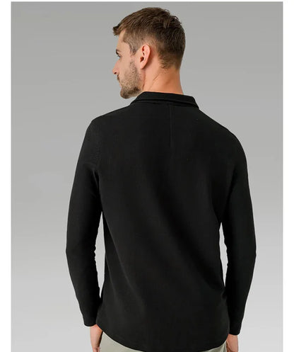 Men Long Sleeves Cotton Regular Fit Polo Shirt – Stretchable - Beige -Guocali