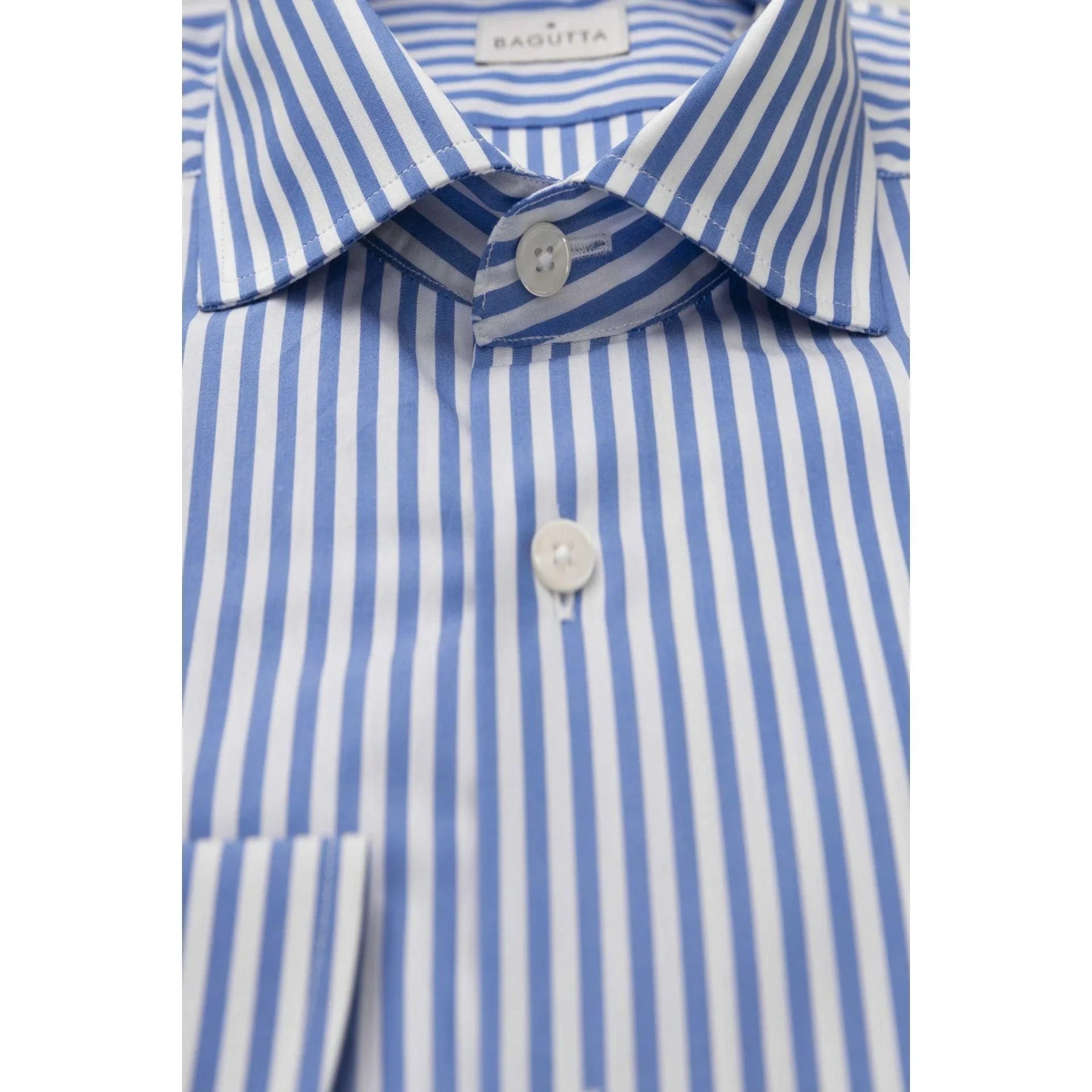 Men Long Sleeves Cotton Striped Dress Shirt – Breathable, White