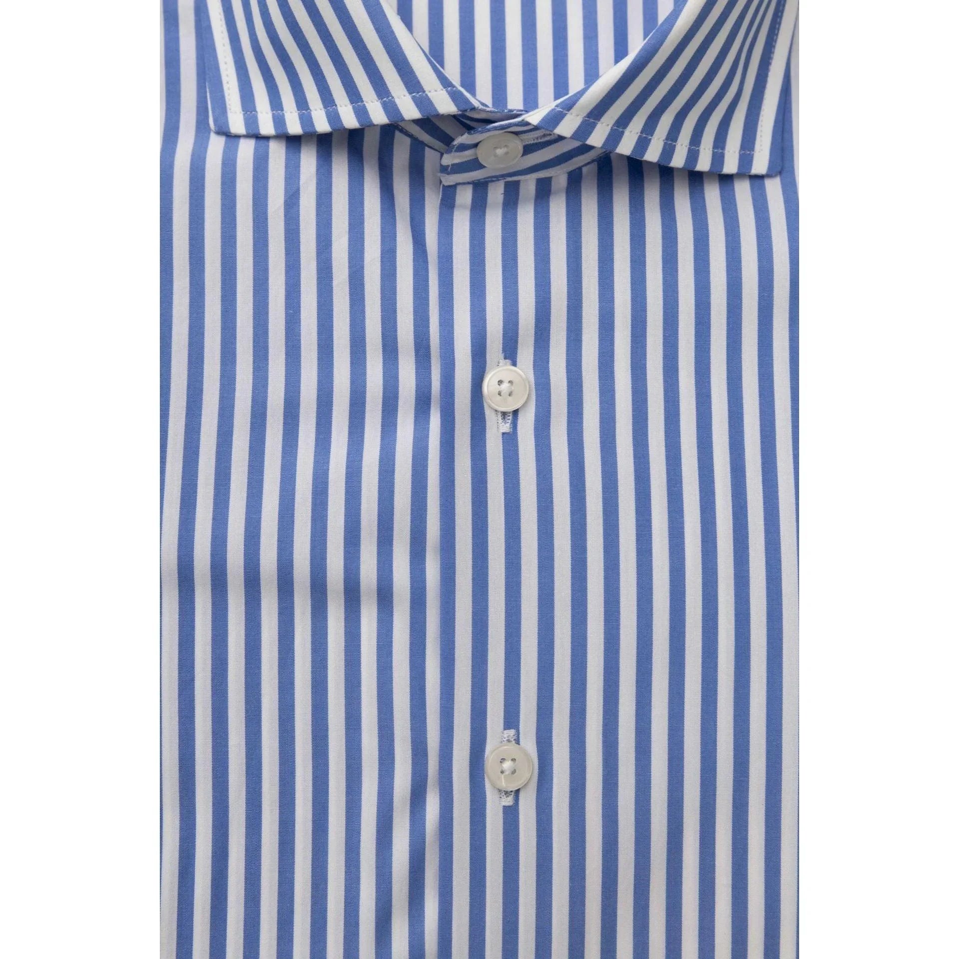 Men Long Sleeves Cotton Striped Dress Shirt – Breathable, White