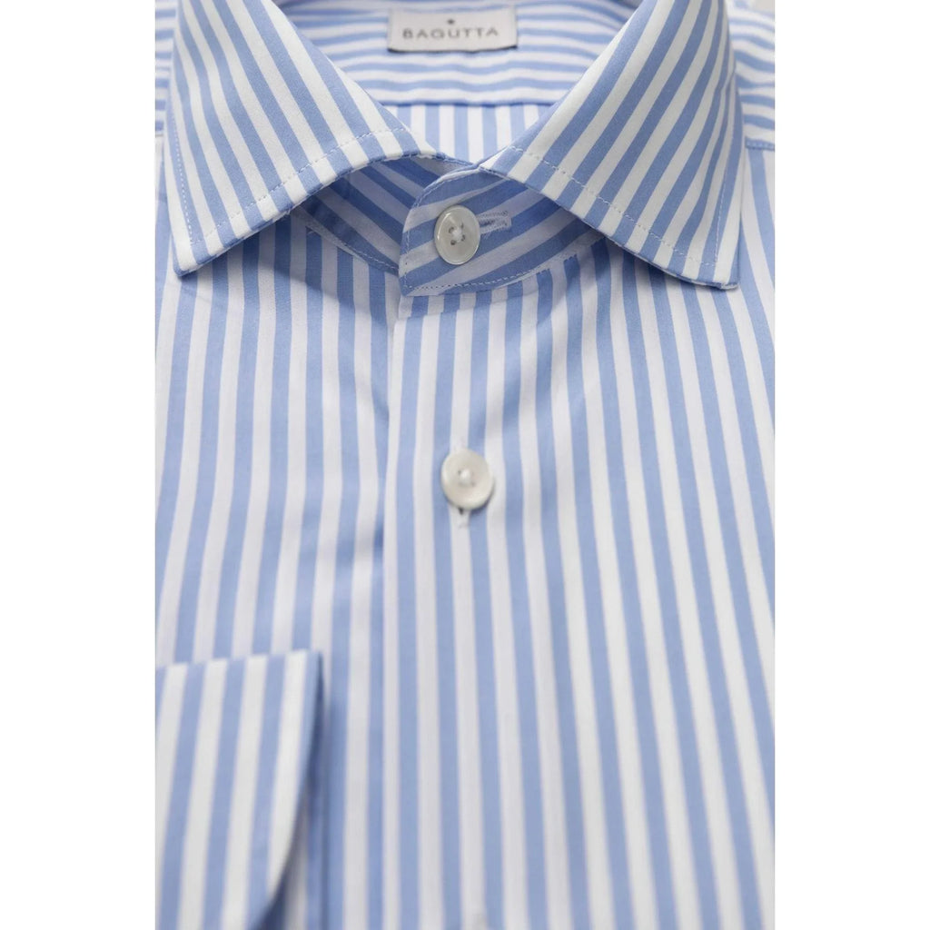 Men Long Sleeves Cotton Striped Dress Shirt – Breathable, White