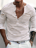 Men Long Sleeves Regular Fit Henley T-Shirt – Stretchable, White