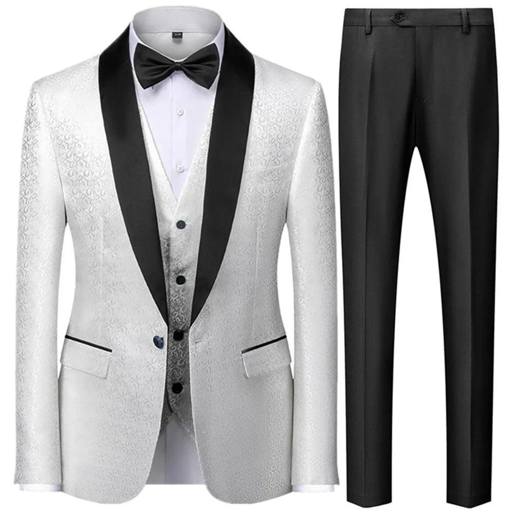 Men's 3-Piece Tuxedo Suit - Classic Wedding Party Attire - Tuxedo Suit - Guocali