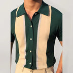 Men Short Sleeves Button-Down Casual Polo Shirt – Lightweight, Beige