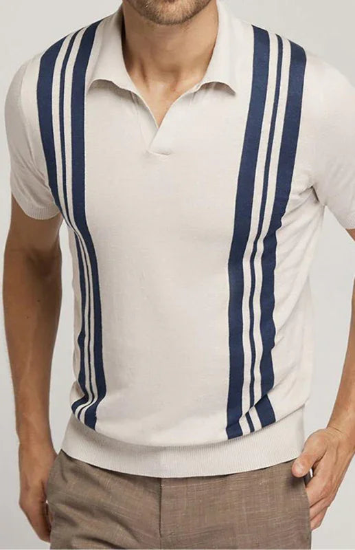 Men Short Sleeves Casual Polo Shirt – Lightweight - Beige, Blue -Guocali