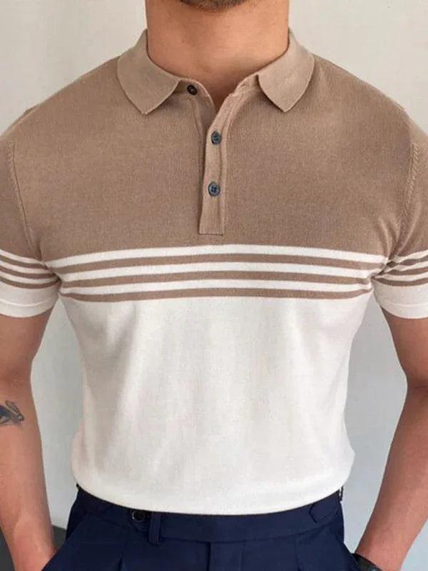 Men Short Sleeves Polo Shirt – Stretchable - Beige, White -Guocali