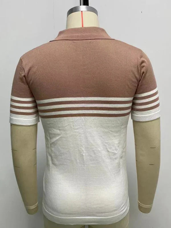 Men Short Sleeves Polo Shirt – Stretchable - Beige, White -Guocali