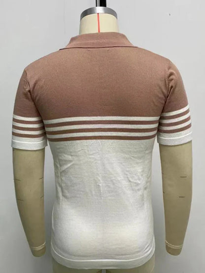 Men Short Sleeves Polo Shirt – Stretchable - Beige, White -Guocali