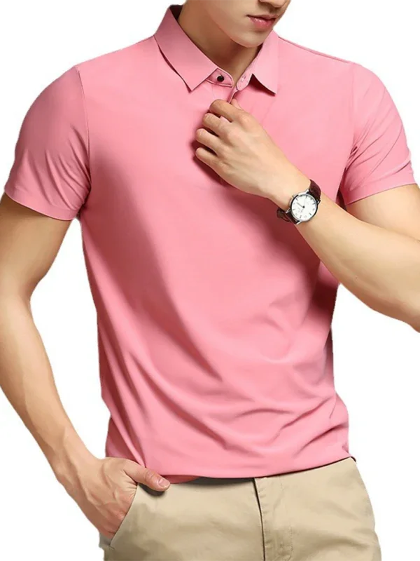 Men Short Sleeves Polo Shirt – Stretchable - White -Guocali