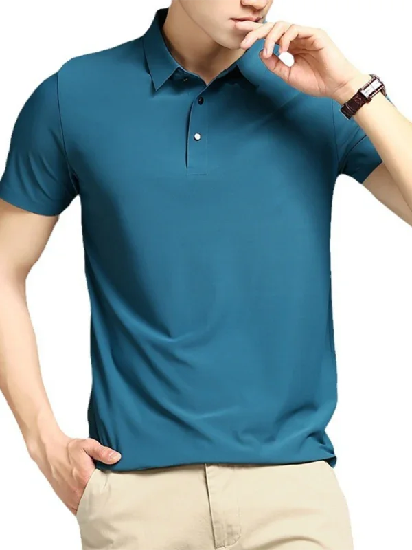 Men Short Sleeves Polo Shirt – Stretchable - White -Guocali