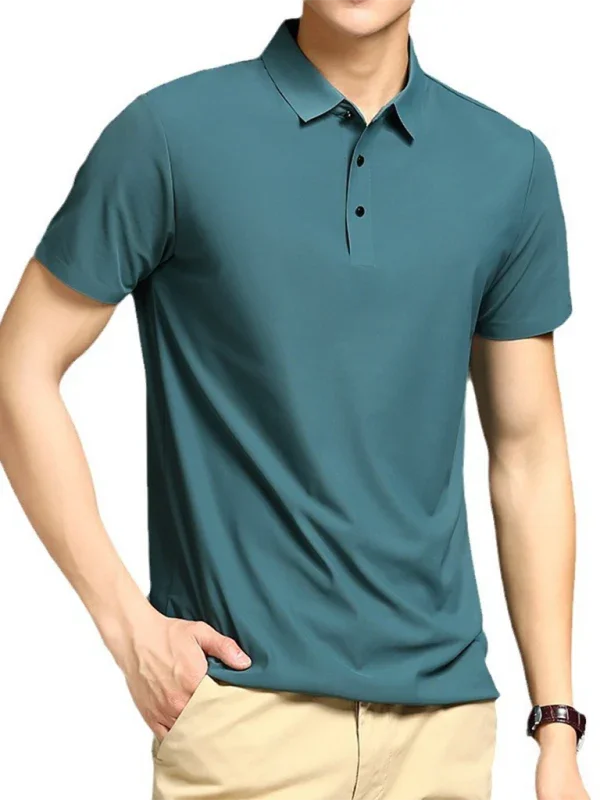 Men Short Sleeves Polo Shirt – Stretchable - White -Guocali