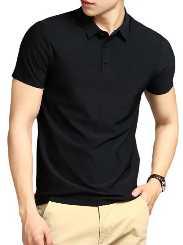 Men Short Sleeves Polo Shirt – Stretchable - White -Guocali