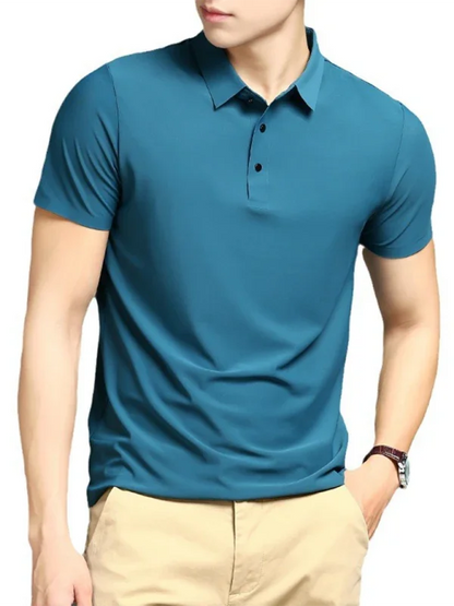 Men Short Sleeves Polo Shirt – Stretchable - White -Guocali