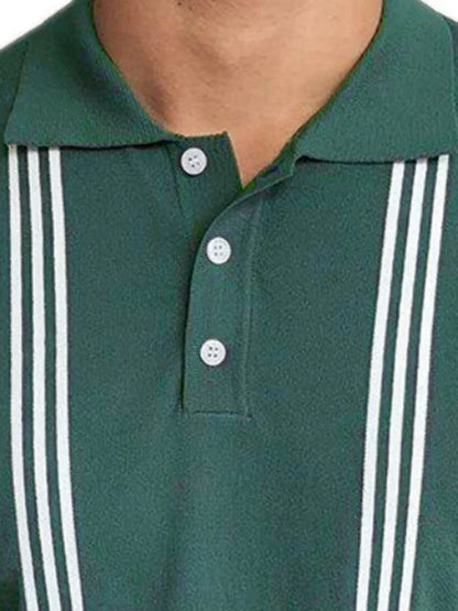 Men Short Sleeves Slim Fit Polo Shirt – Lightweight - Green, White -Guocali