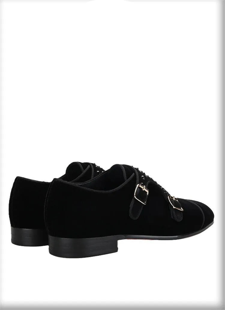 Men Slipper Dress Loafers - Buckles Monk Strap Formal Dress Shoes