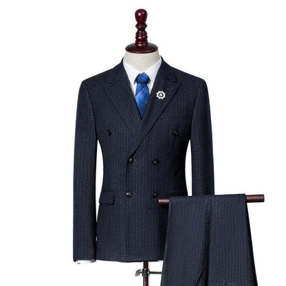 Men Suit - Alberto Striped 3-Piece Suit - 3-Piece Suit - Guocali