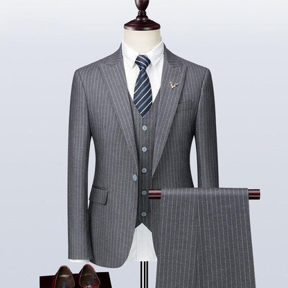 Men Suit - Alberto Striped 3-Piece Suit - 3-Piece Suit - Guocali