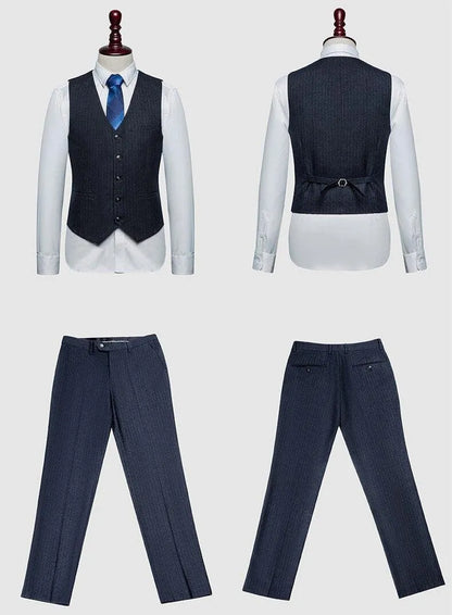 Men Suit - Alberto Striped 3-Piece Suit -Guocali