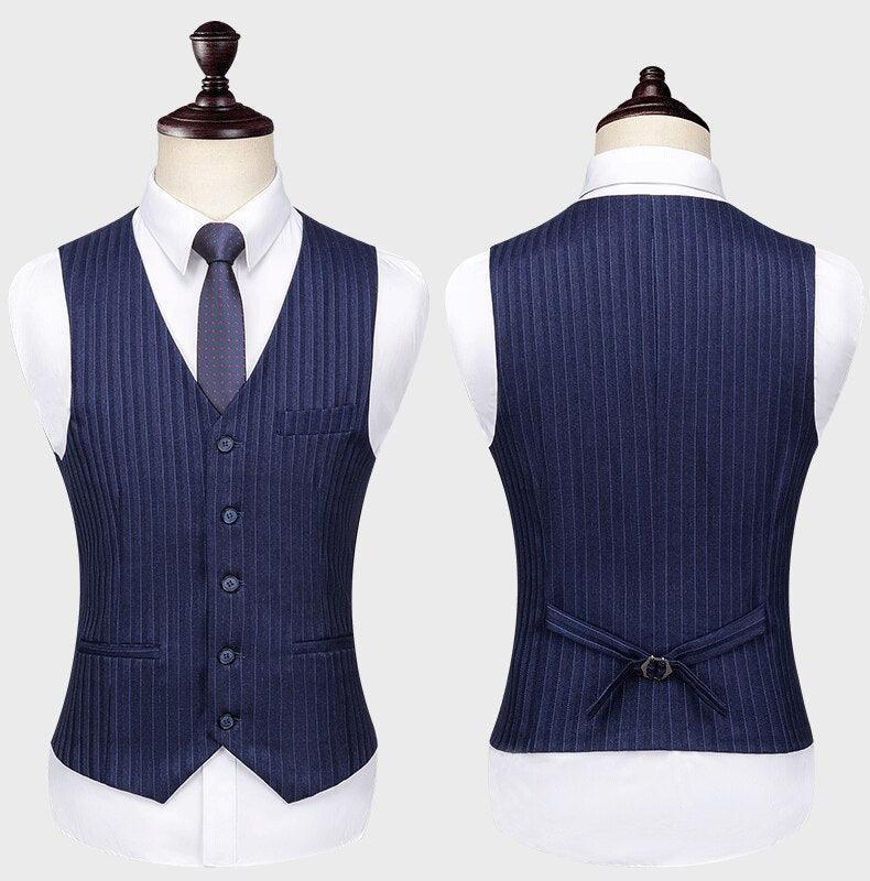 Men Suit - Blue Striped Double-Breasted Suit - 3-Piece Suit - Guocali