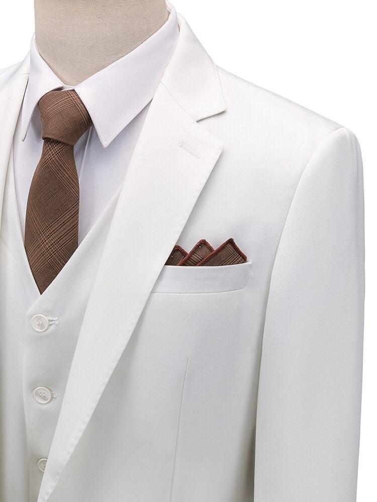 Men Suit - Marcus White Wedding 3-Piece Suit - 3-Piece Suit - Guocali