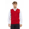 Men Sweater Vest - Lightweight - V-Neck Red -Guocali