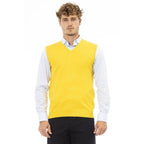Men Sweater Vest - Lightweight - V-Neck Yellow -Guocali