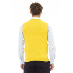 Men Sweater Vest - Lightweight - V-Neck Yellow -Guocali