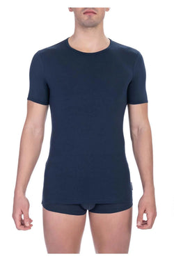 Men Undershirt T-shirts - Stretchable - Short-Sleeves Navy - Guocali