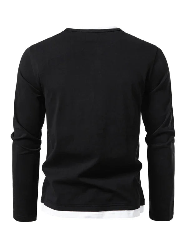 Men V-Neck Long-Sleeves T-Shirt – Stretchable - Gray, White -Guocali
