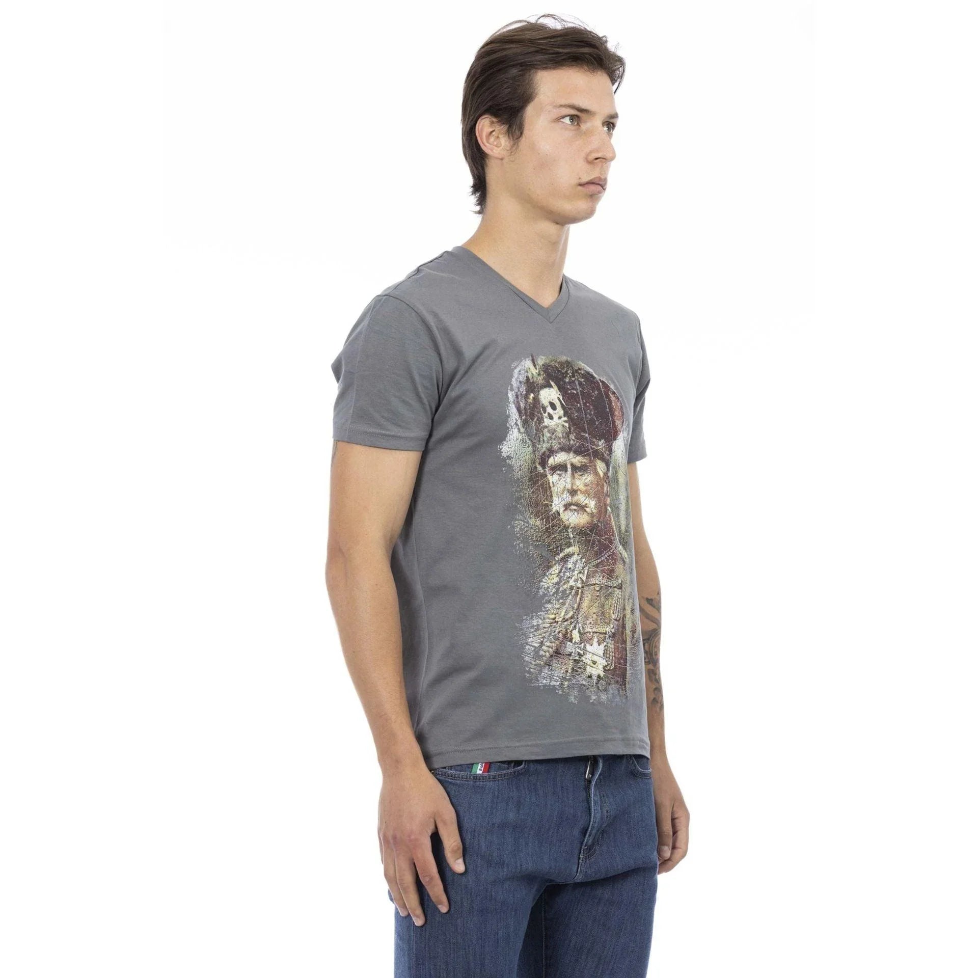 Men V-Neck Short-Sleeves T-Shirt – Breathable - Gray -Guocali