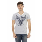 Men V-Neck Short-Sleeves T-Shirt – Breathable - Gray -Guocali