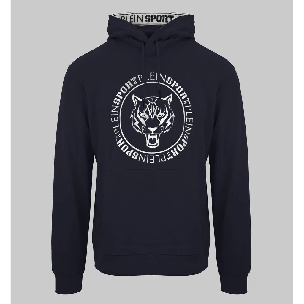 Men's hoodie Plein Sport Logo Kangaroo Pocket Pullover Navy – main view