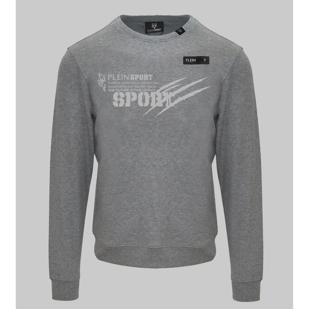 Men's sweatshirt Plein Sport Logo Set-In Sleeves Crewneck Grey – main view