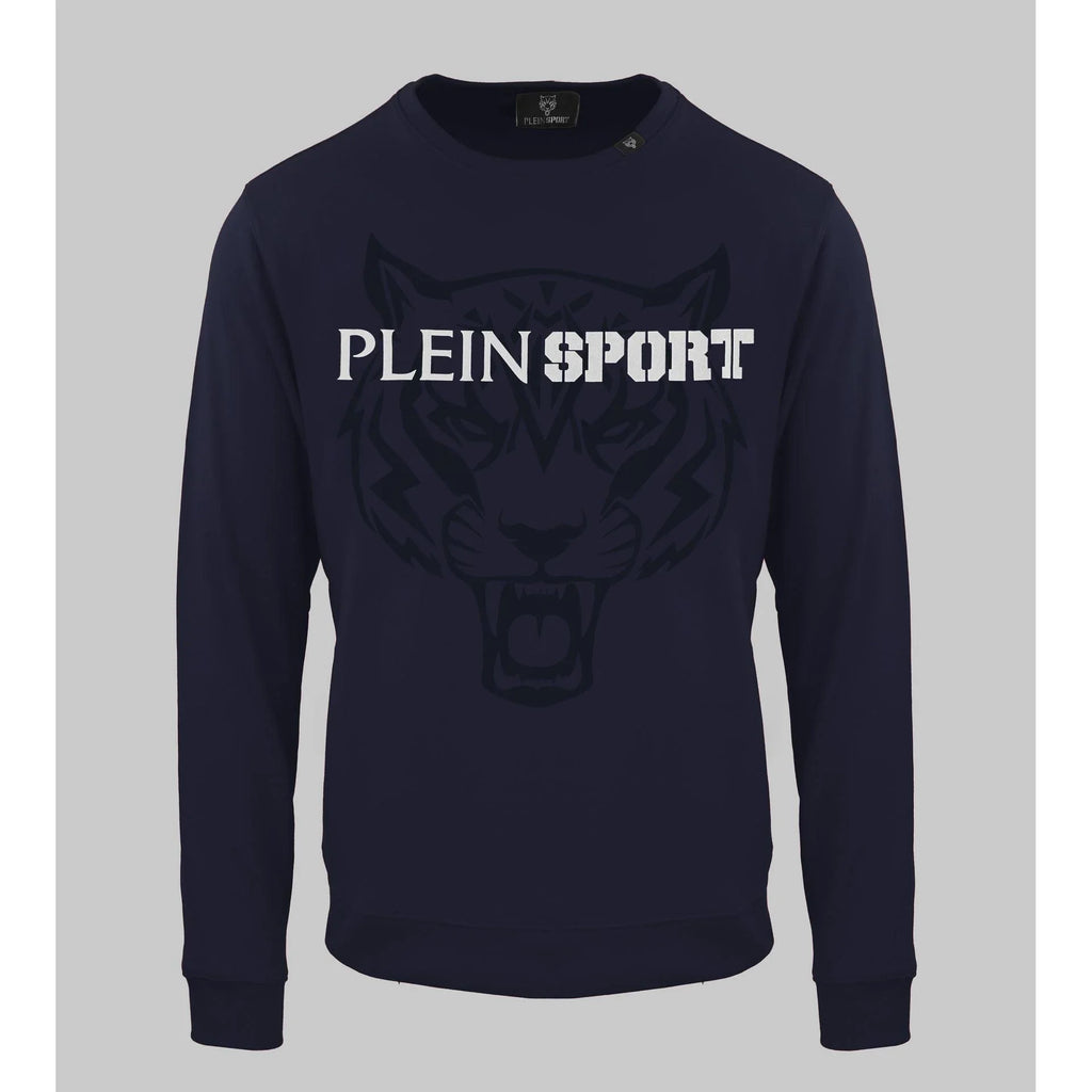 Men's sweatshirt Plein Sport Logo Set-In Sleeves Crewneck Navy – main view