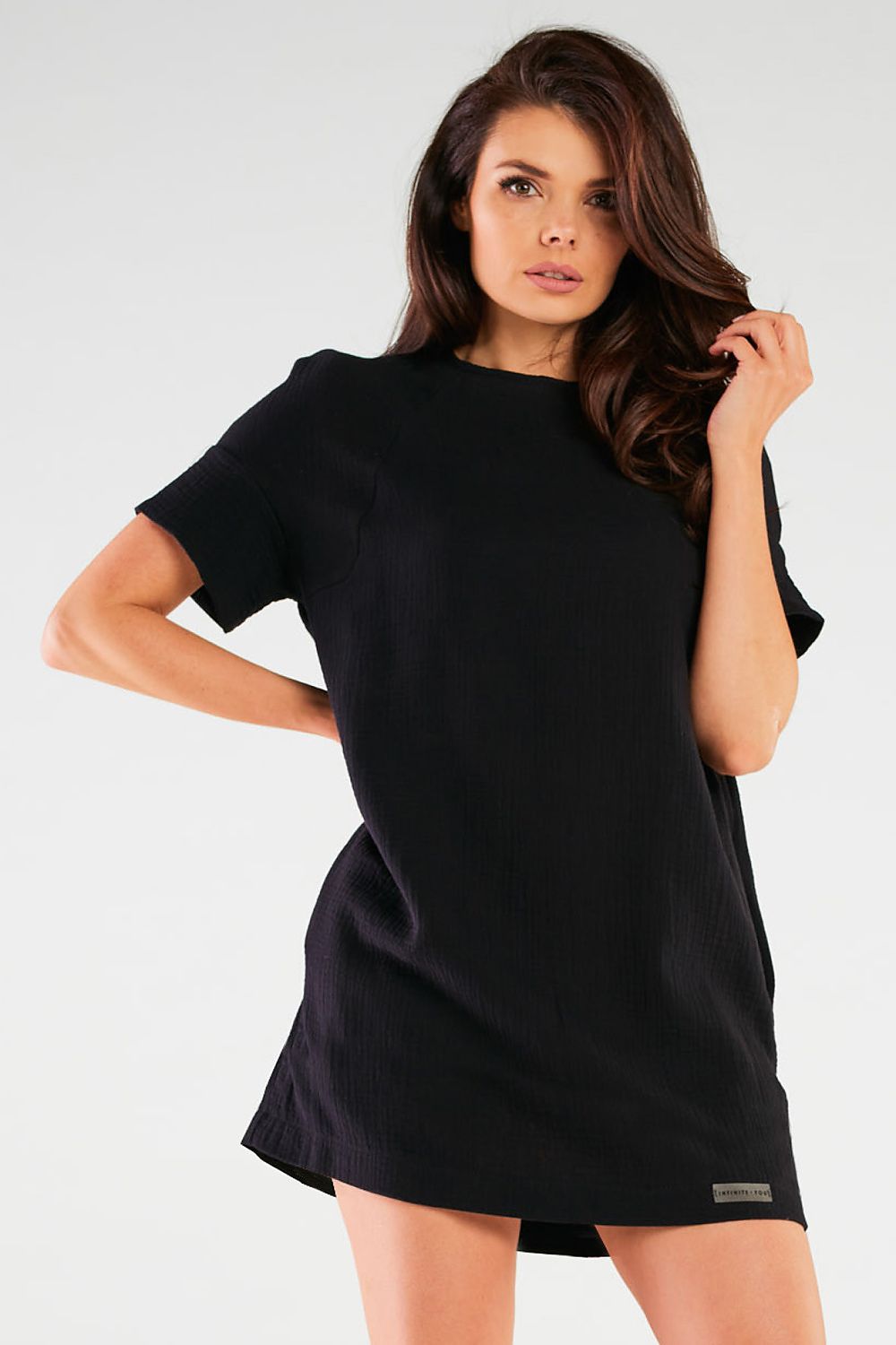 Mini Dress – Round Neck, Relaxed Cut – Daydress | GUOCALI – view 4