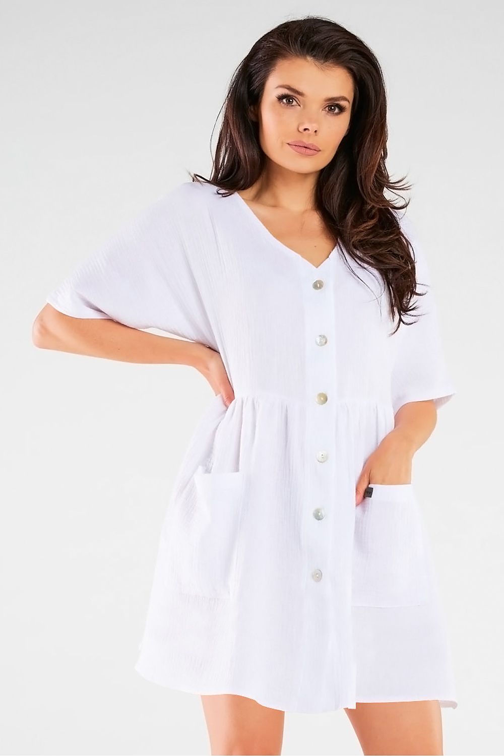 Mini Shirt Dress – V-Neck – Daydress | GUOCALI