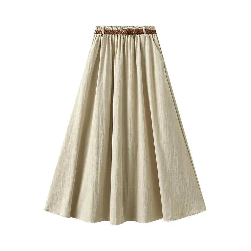 Minimalist A-Line Skirt with Belt - A-Line Skirt - Guocali