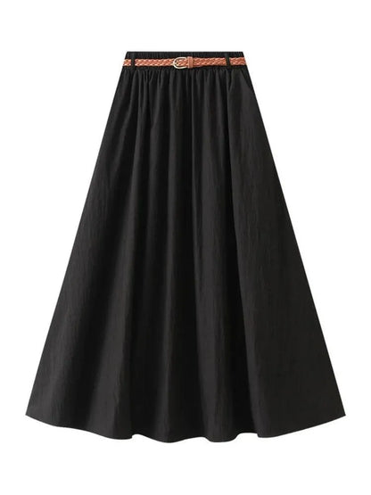 Minimalist A-Line Skirt with Belt - A-Line Skirt - Guocali